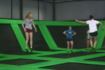 Girls Jumping on Trampolines